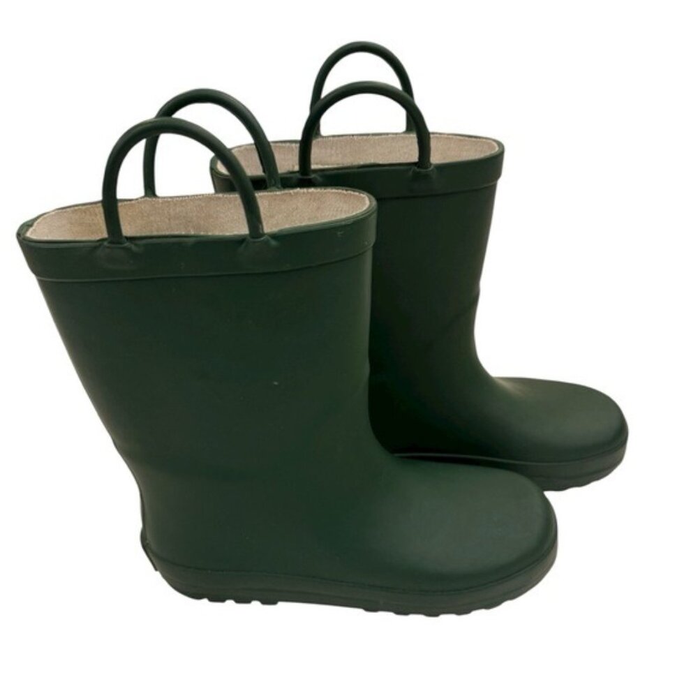 Lone Cone Kids Rain Boots Size 1 US EU 31 Green Rubber Waterproof Pull-On